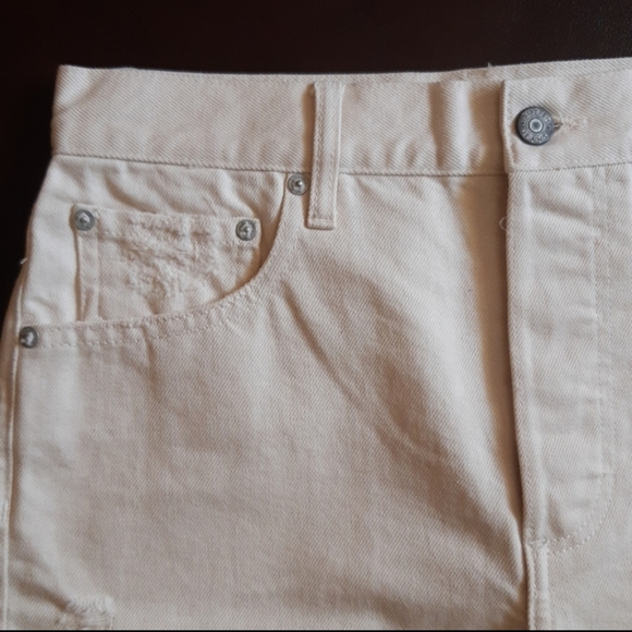 Boyish High Waist Distressed Denim Shorts in White - Picture 3 of 12